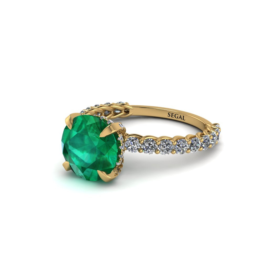 Emerald Twisted Band Halo Engagement Ring - Avianna No. 4