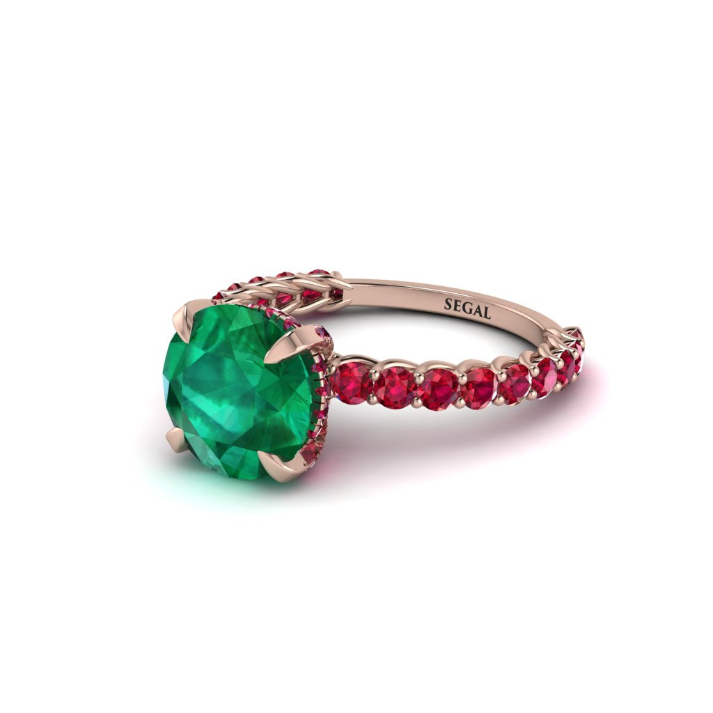 Emerald Twisted Band Halo Engagement Ring - Avianna No. 50