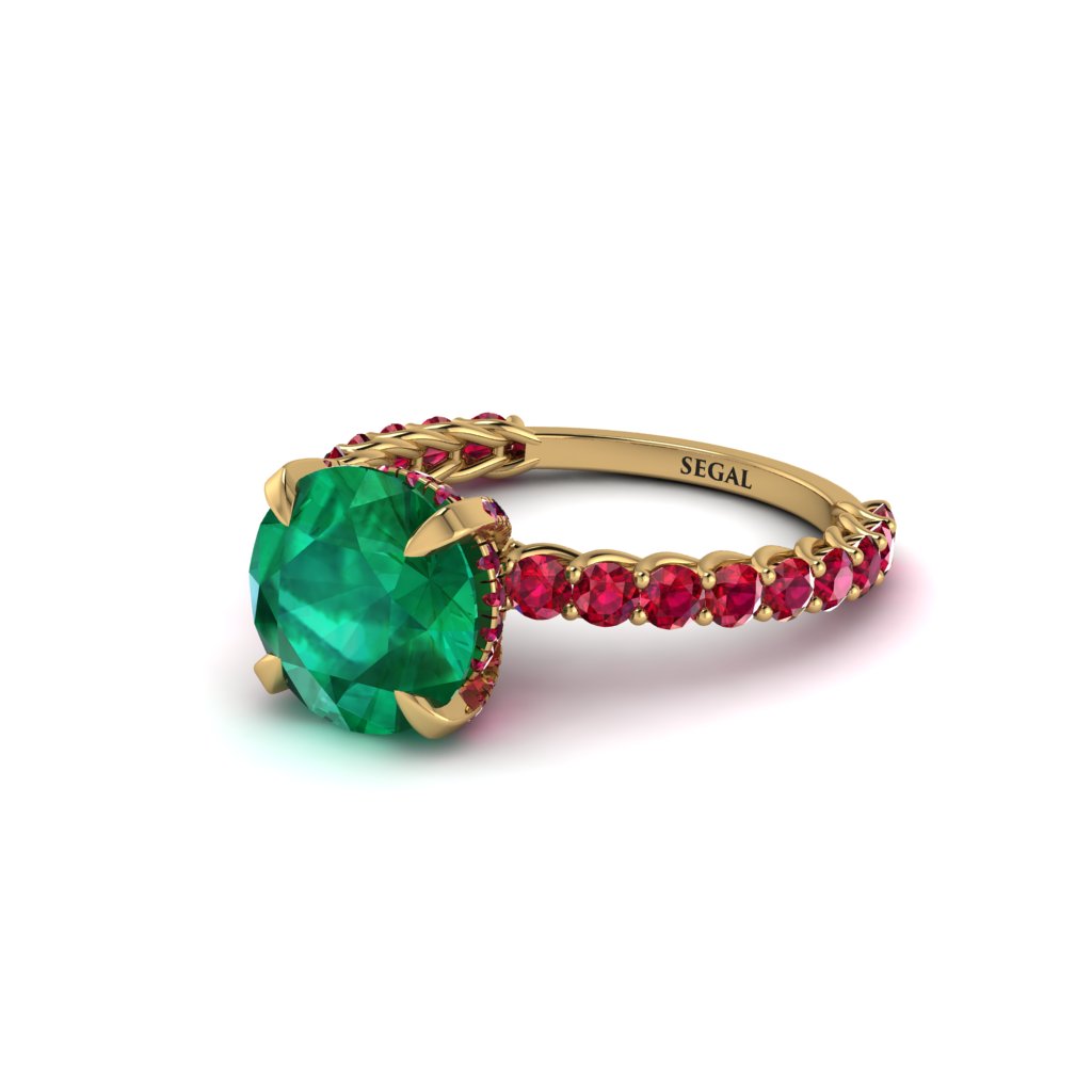 Emerald Twisted Band Halo Engagement Ring - Avianna No. 49