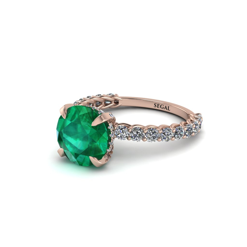 Emerald Twisted Band Halo Engagement Ring - Avianna No. 5