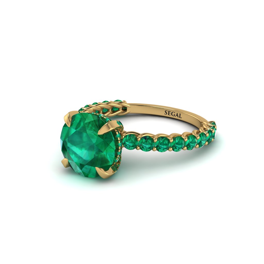 Emerald Twisted Band Halo Engagement Ring - Avianna No. 19