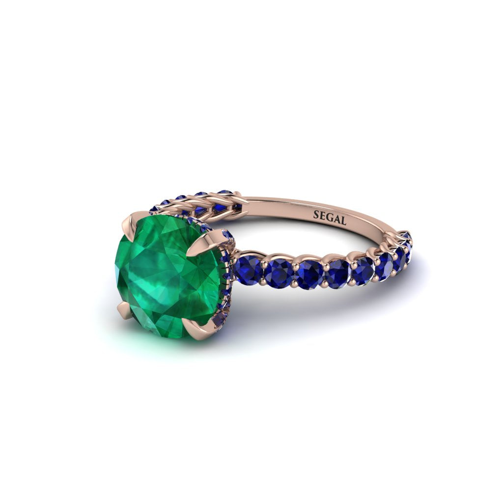 Emerald Twisted Band Halo Engagement Ring - Avianna No. 65