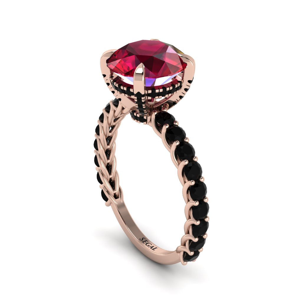 Ruby Twisted Band Halo Engagement Ring - Avianna No. 41