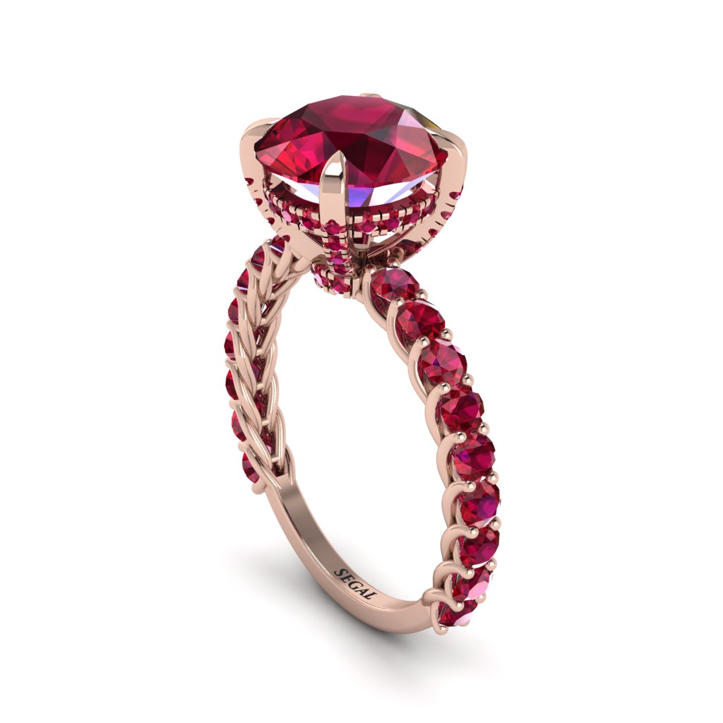 Ruby Twisted Band Halo Engagement Ring - Avianna No. 56