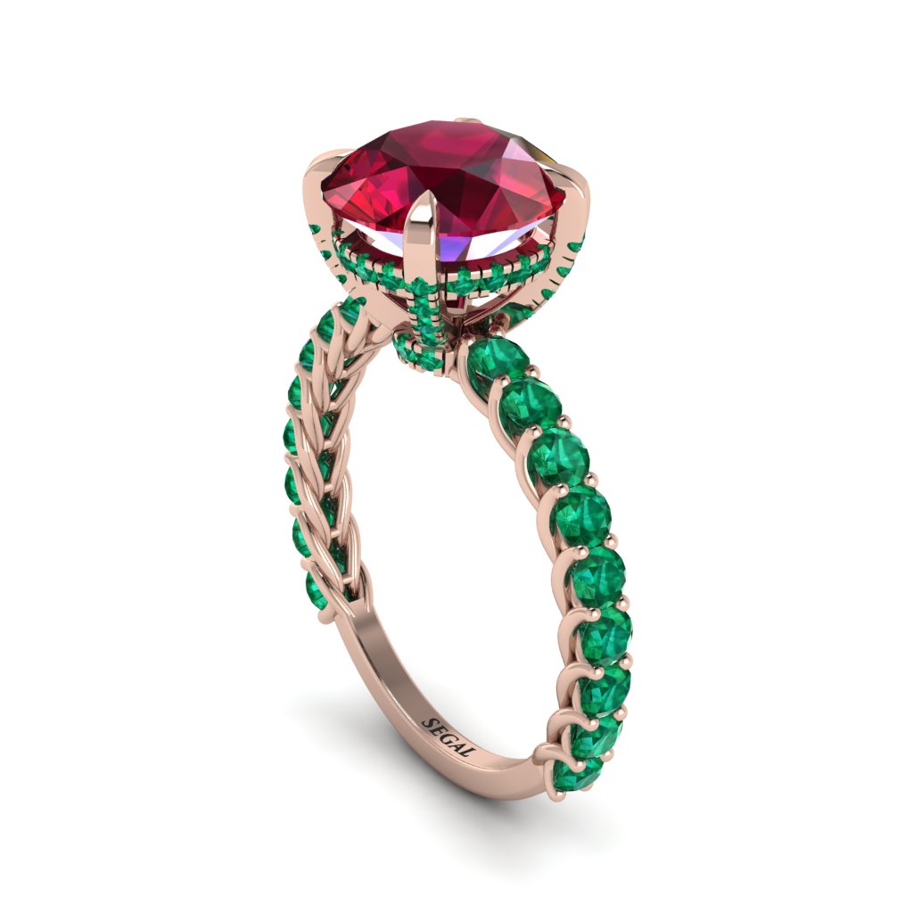 Ruby Twisted Band Halo Engagement Ring - Avianna No. 26