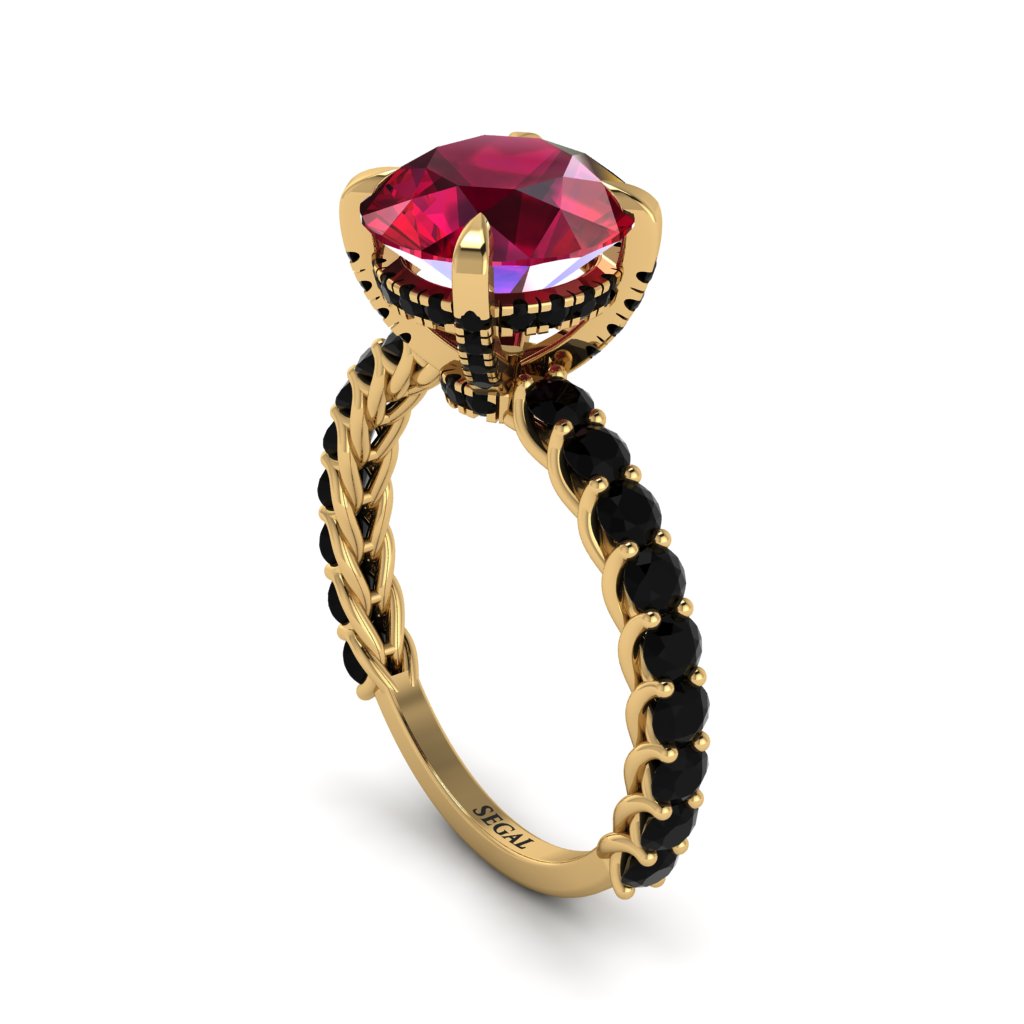 Ruby Twisted Band Halo Engagement Ring - Avianna No. 40