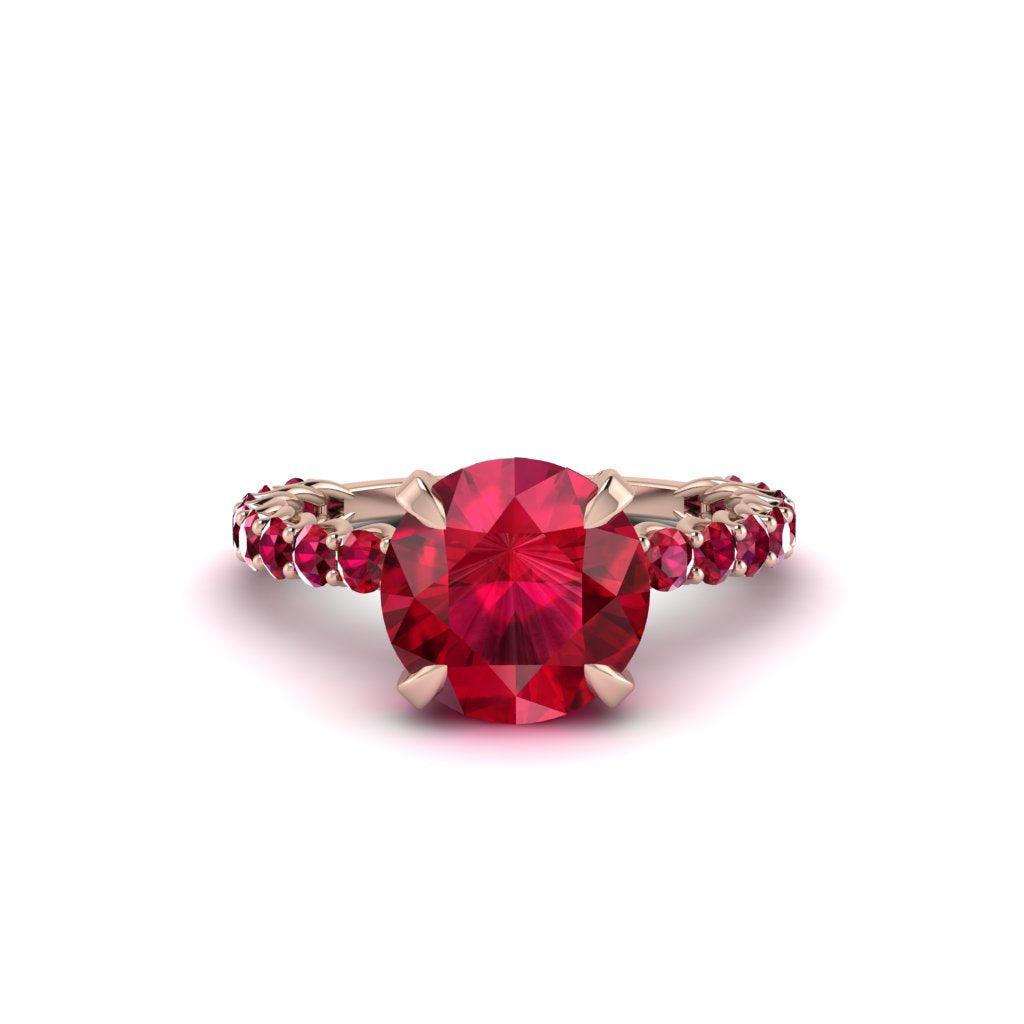 Ruby Twisted Band Halo Engagement Ring - Avianna No. 56
