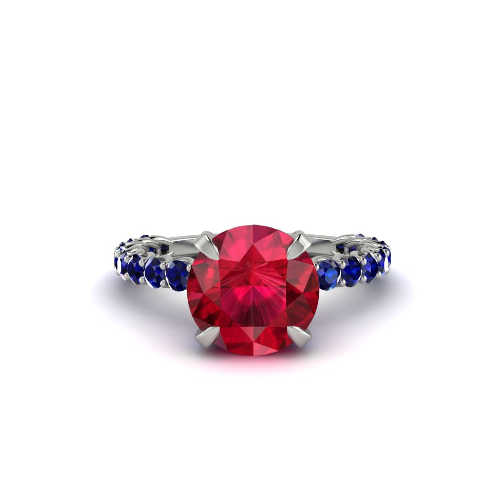 Ruby Twisted Band Halo Engagement Ring - Avianna No. 72