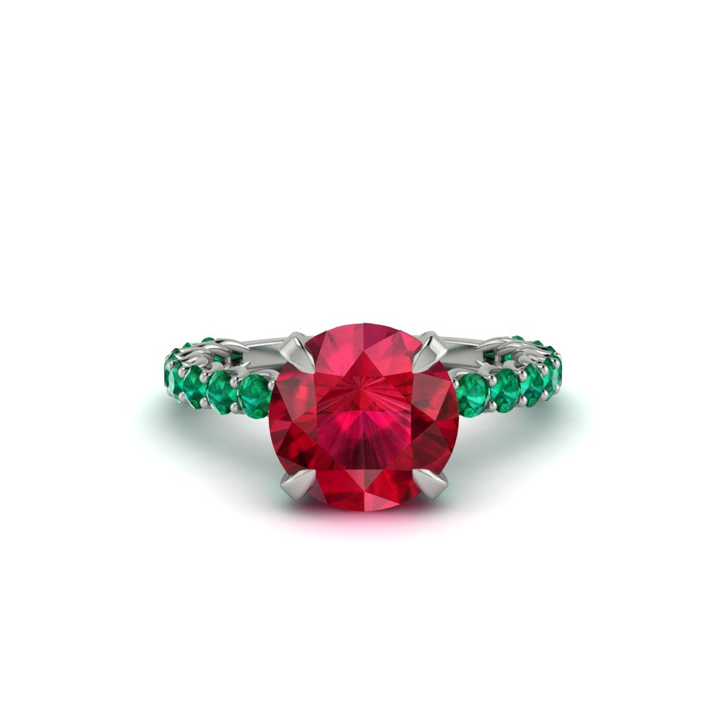 Ruby Twisted Band Halo Engagement Ring - Avianna No. 27