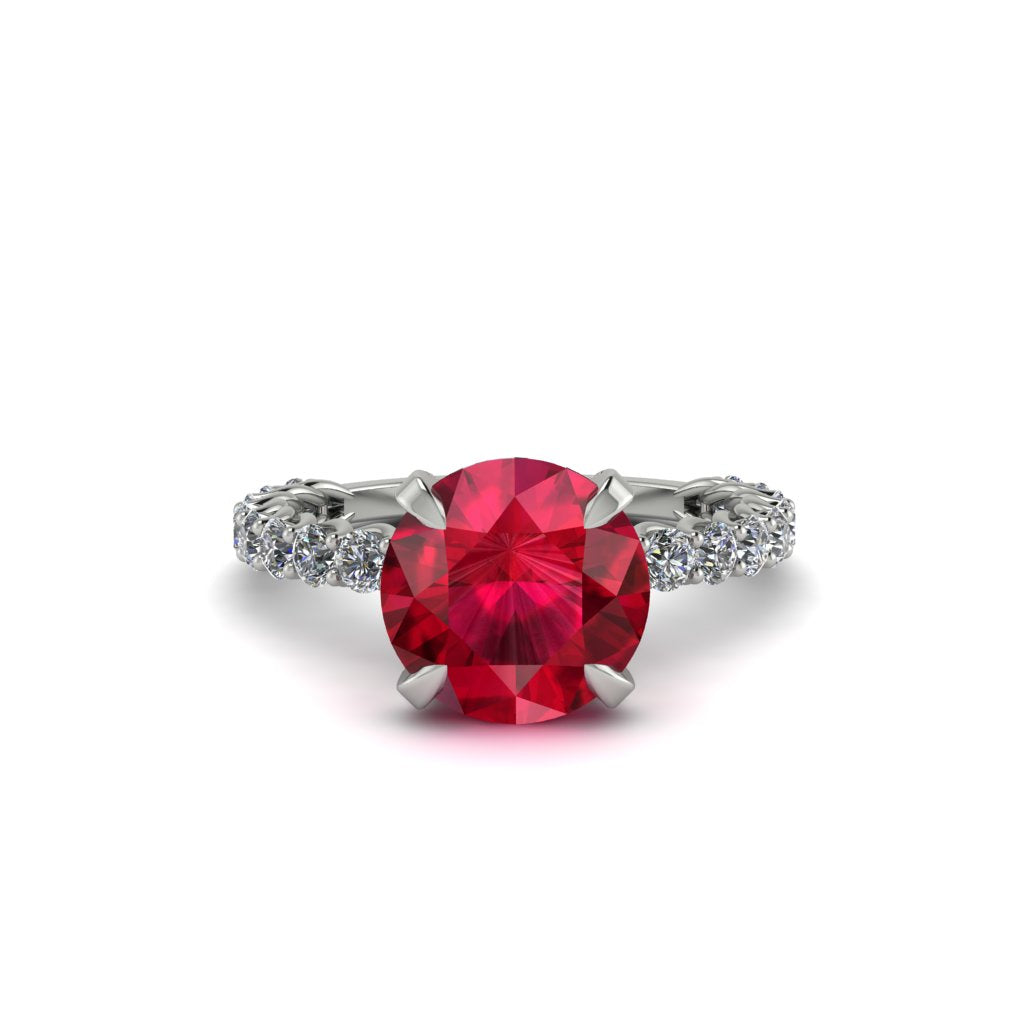 Ruby Twisted Band Halo Engagement Ring - Avianna No. 12
