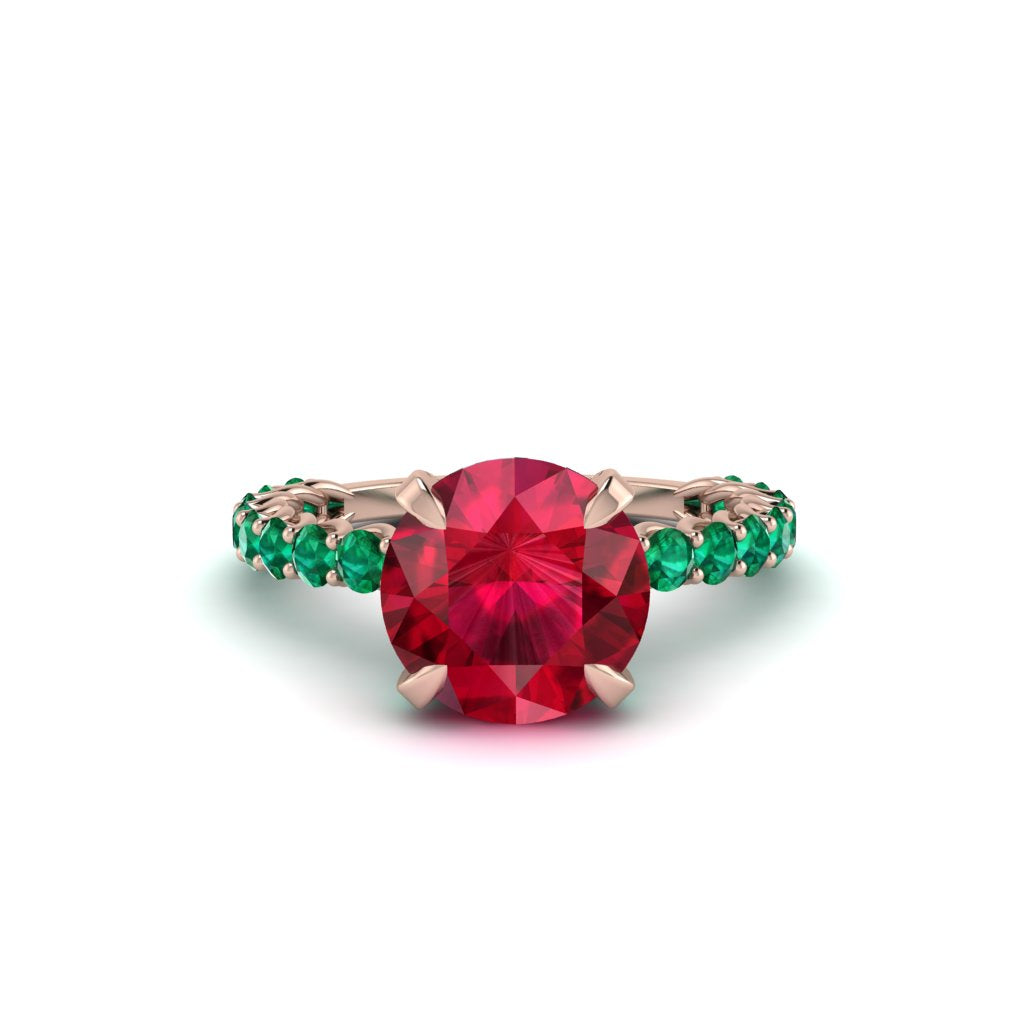 Ruby Twisted Band Halo Engagement Ring - Avianna No. 26