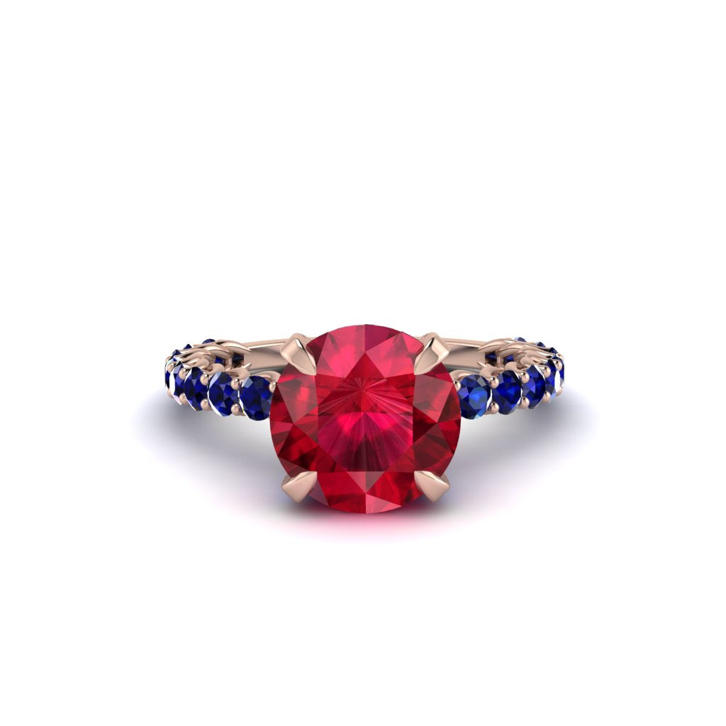 Ruby Twisted Band Halo Engagement Ring - Avianna No. 71