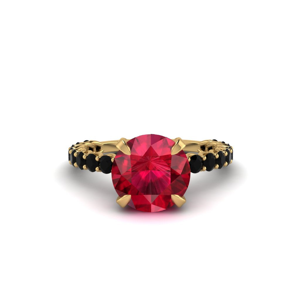 Ruby Twisted Band Halo Engagement Ring - Avianna No. 40