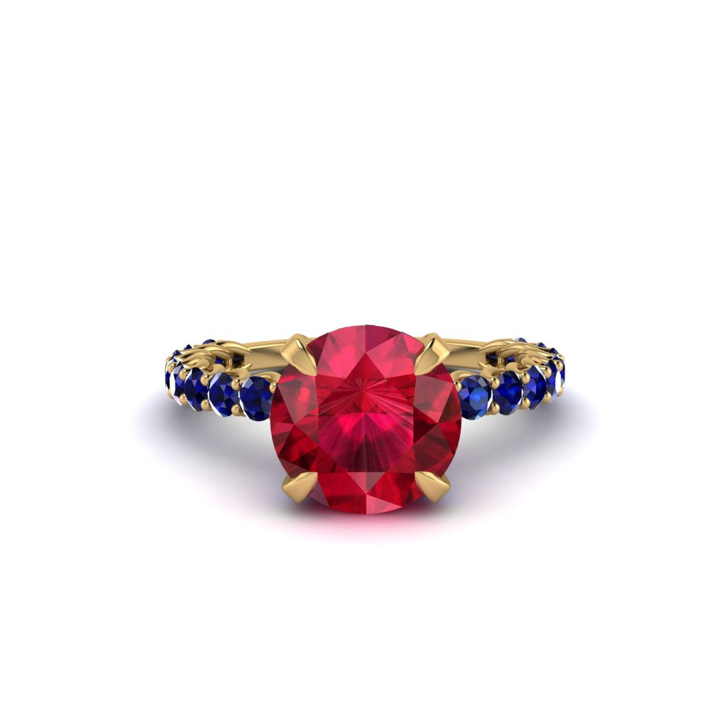 Ruby Twisted Band Halo Engagement Ring - Avianna No. 70