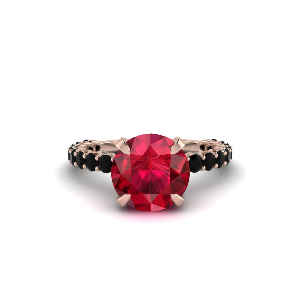 Ruby Twisted Band Halo Engagement Ring - Avianna No. 41