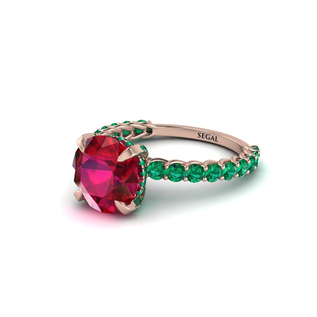 Ruby Twisted Band Halo Engagement Ring - Avianna No. 26