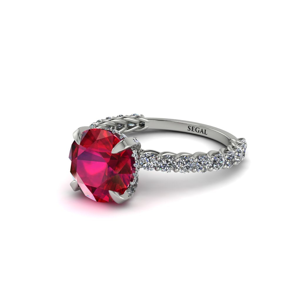 Ruby Twisted Band Halo Engagement Ring - Avianna No. 12