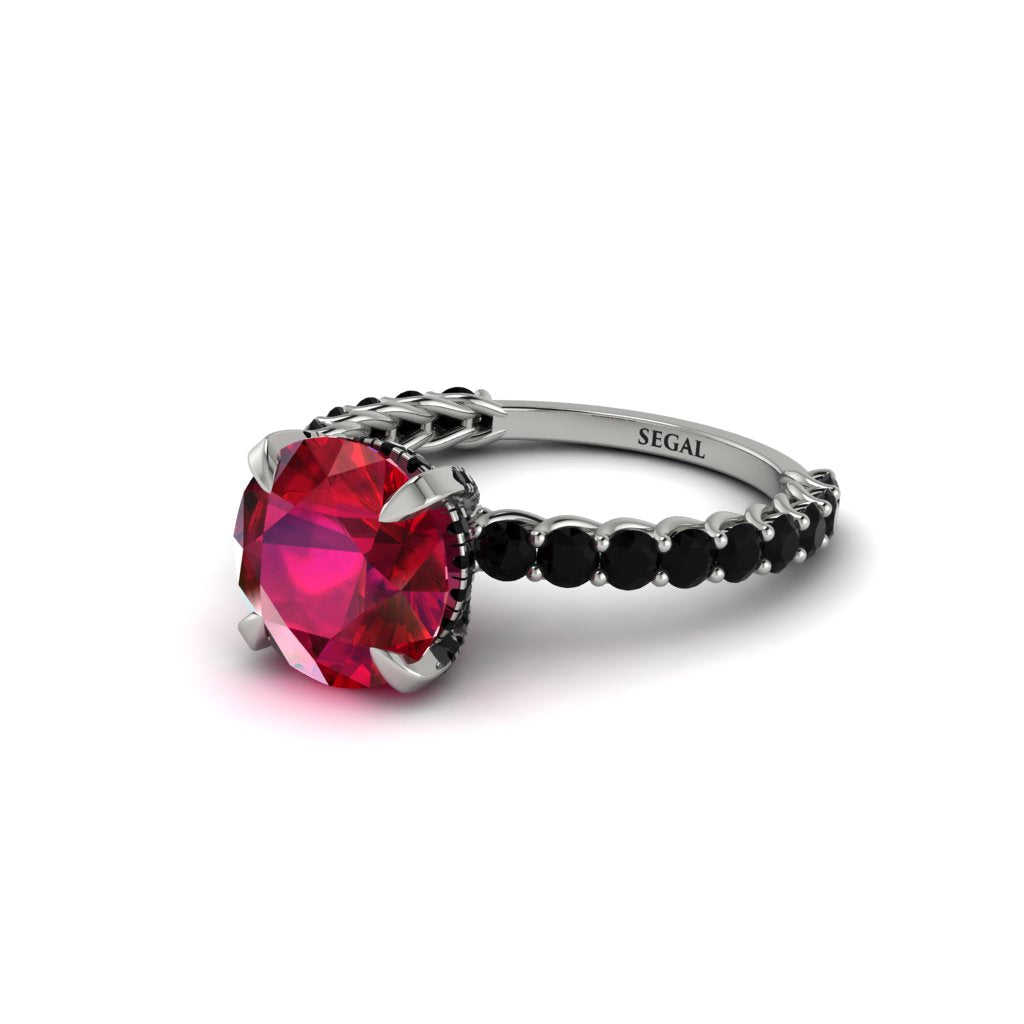 Ruby Twisted Band Halo Engagement Ring - Avianna No. 42
