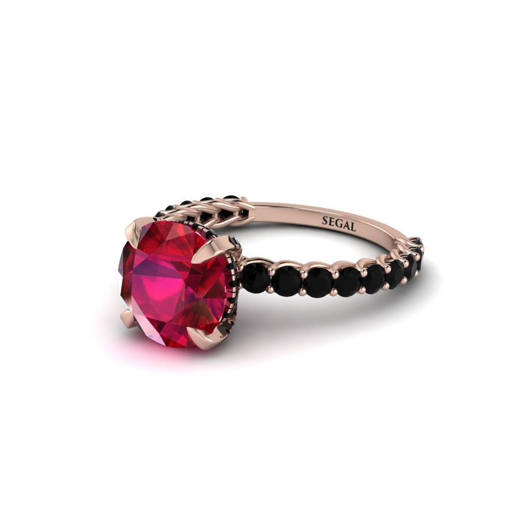 Ruby Twisted Band Halo Engagement Ring - Avianna No. 41