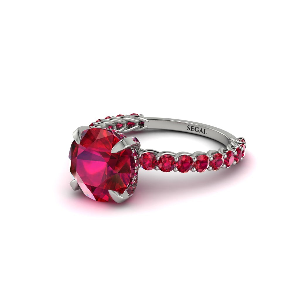 Ruby Twisted Band Halo Engagement Ring - Avianna No. 57