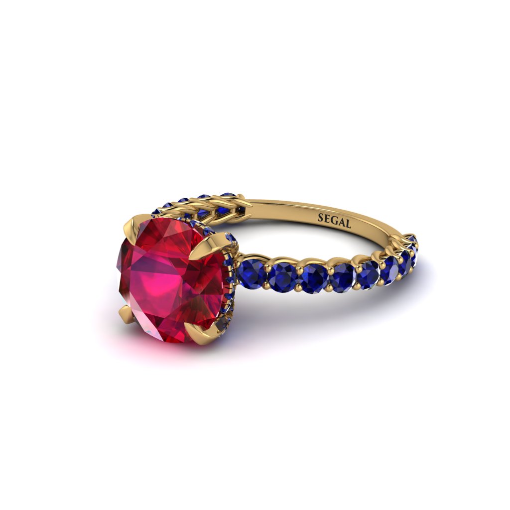 Ruby Twisted Band Halo Engagement Ring - Avianna No. 70