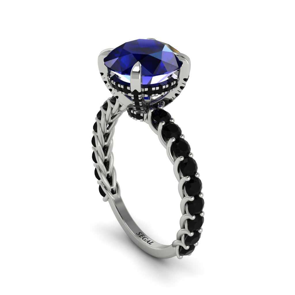 Sapphire Twisted Band Halo Engagement Ring - Avianna No. 45