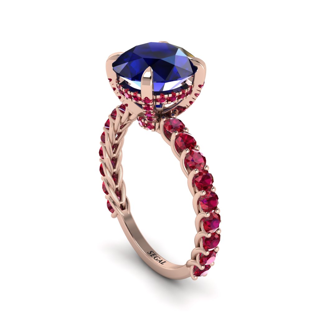 Sapphire Twisted Band Halo Engagement Ring - Avianna No. 59