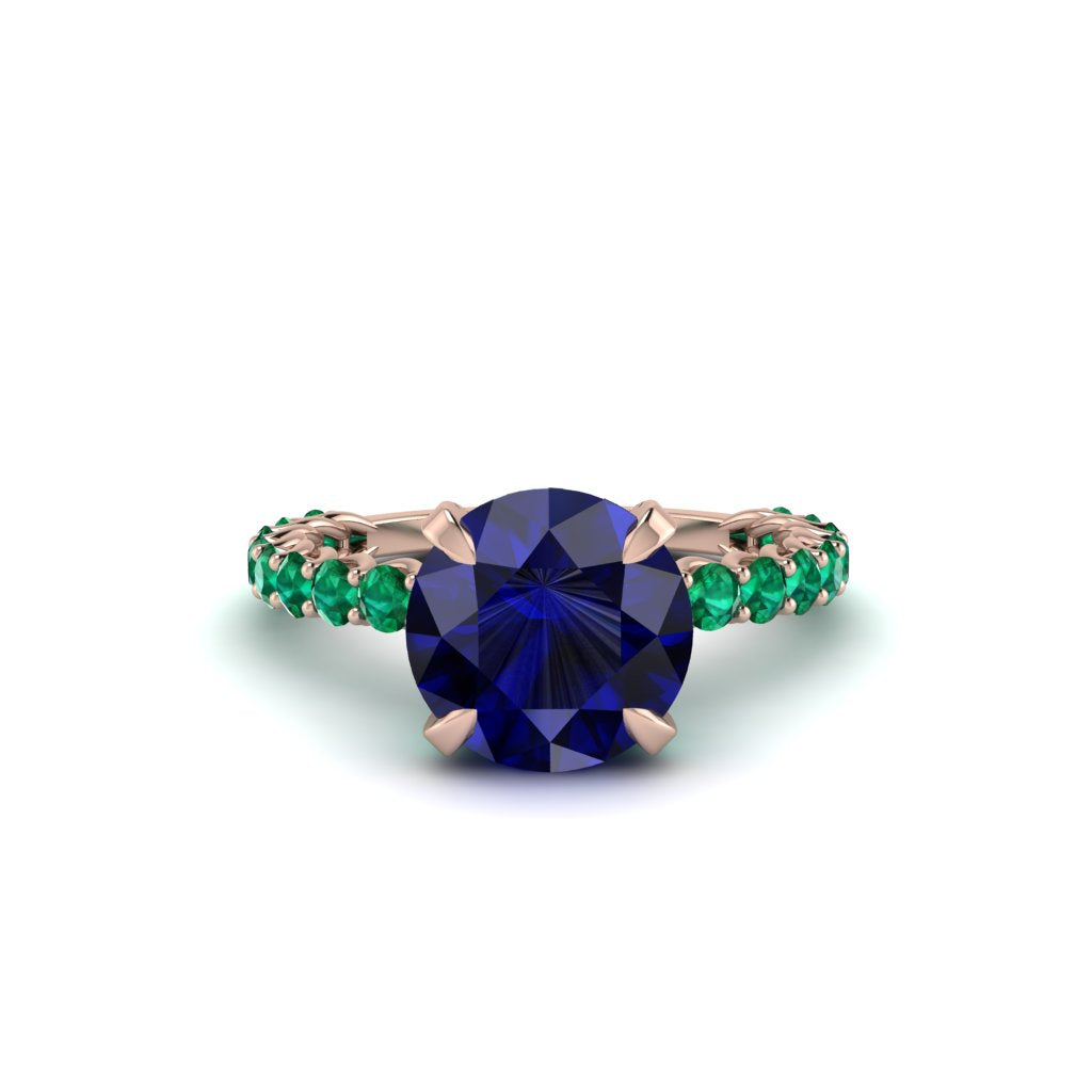 Sapphire Twisted Band Halo Engagement Ring - Avianna No. 29