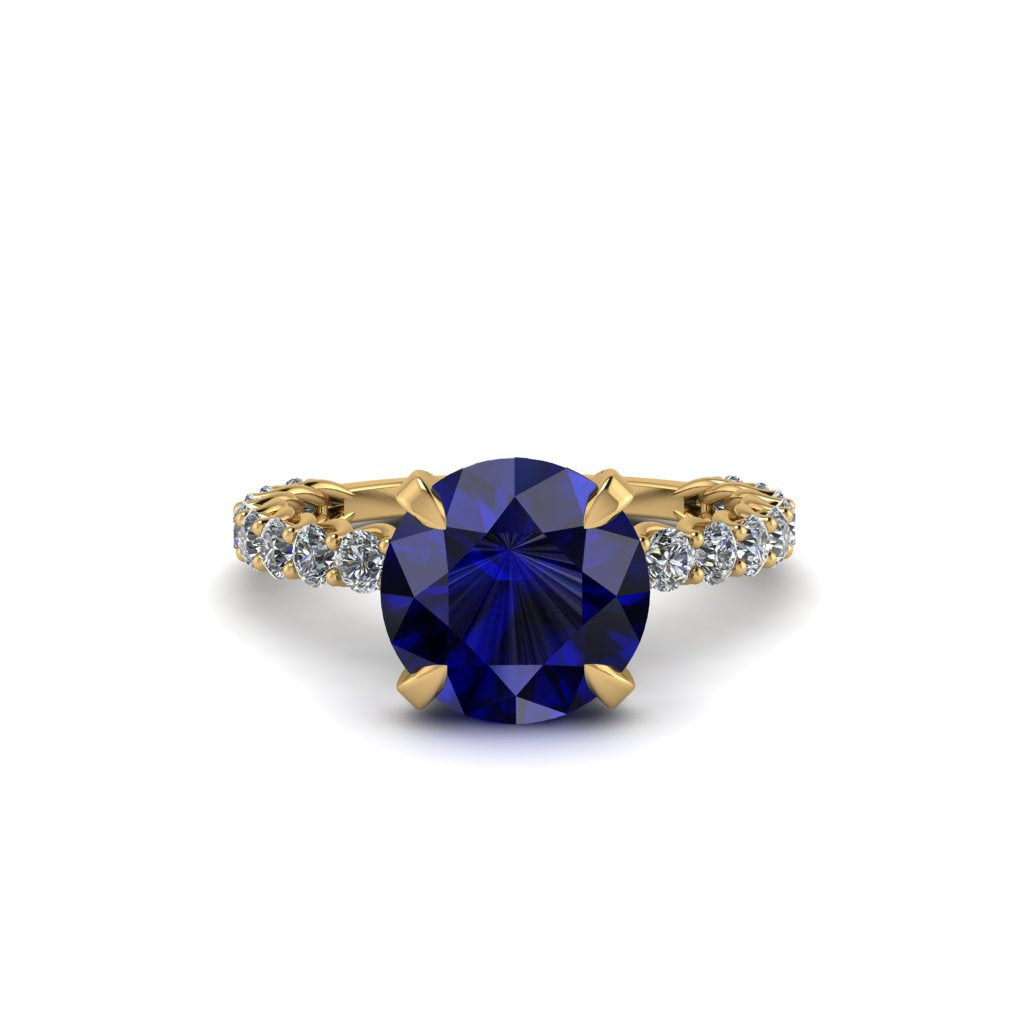 Sapphire Twisted Band Halo Engagement Ring - Avianna No. 13