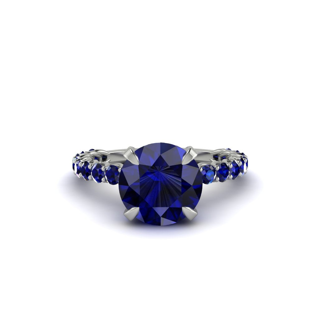 Sapphire Twisted Band Halo Engagement Ring - Avianna No. 75