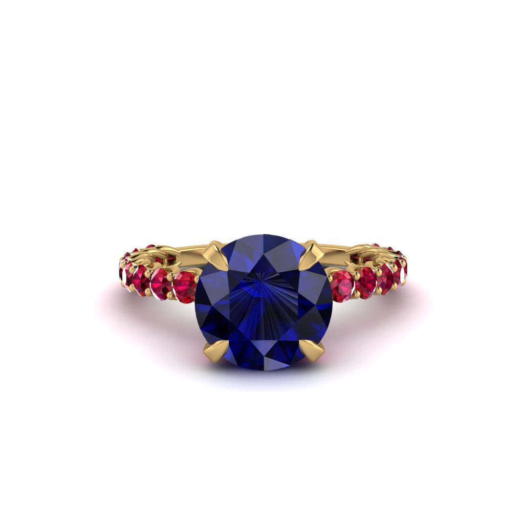 Sapphire Twisted Band Halo Engagement Ring - Avianna No. 58
