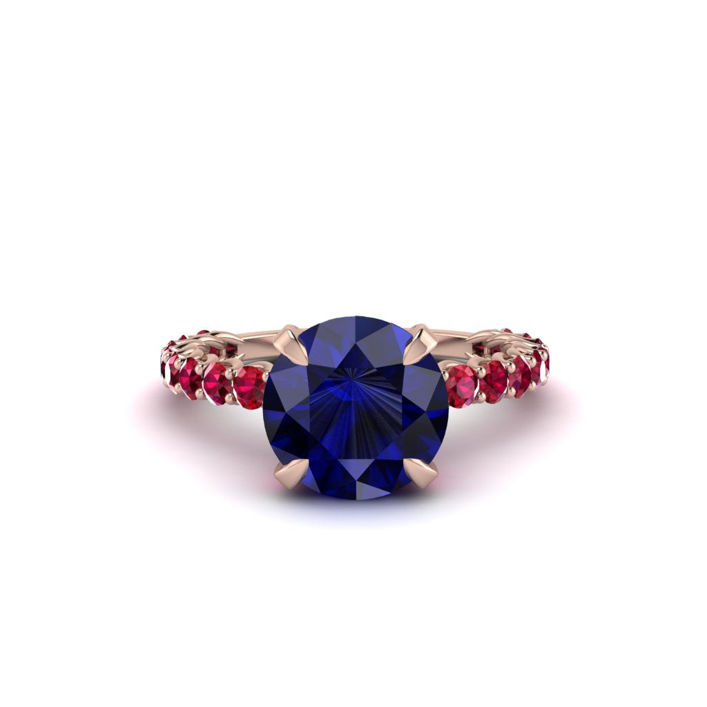 Sapphire Twisted Band Halo Engagement Ring - Avianna No. 59