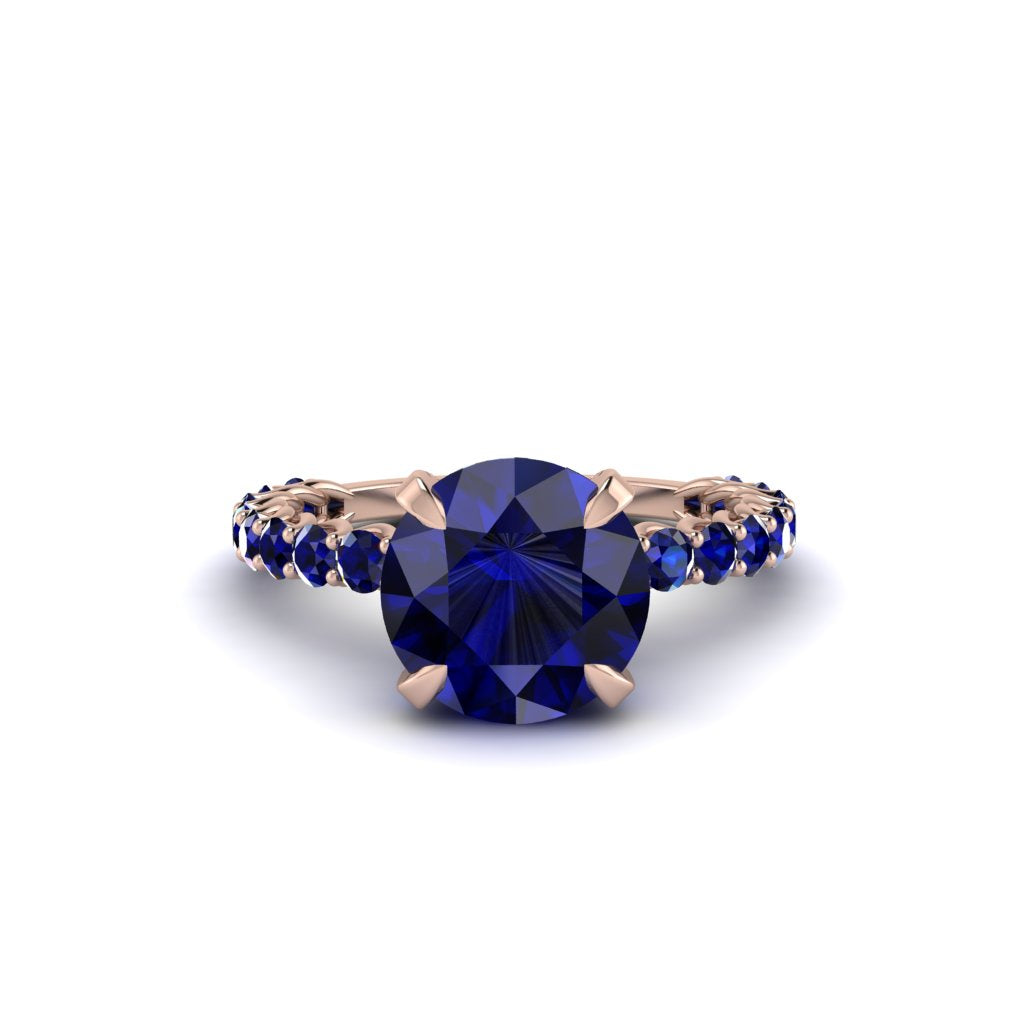 Sapphire Twisted Band Halo Engagement Ring - Avianna No. 74