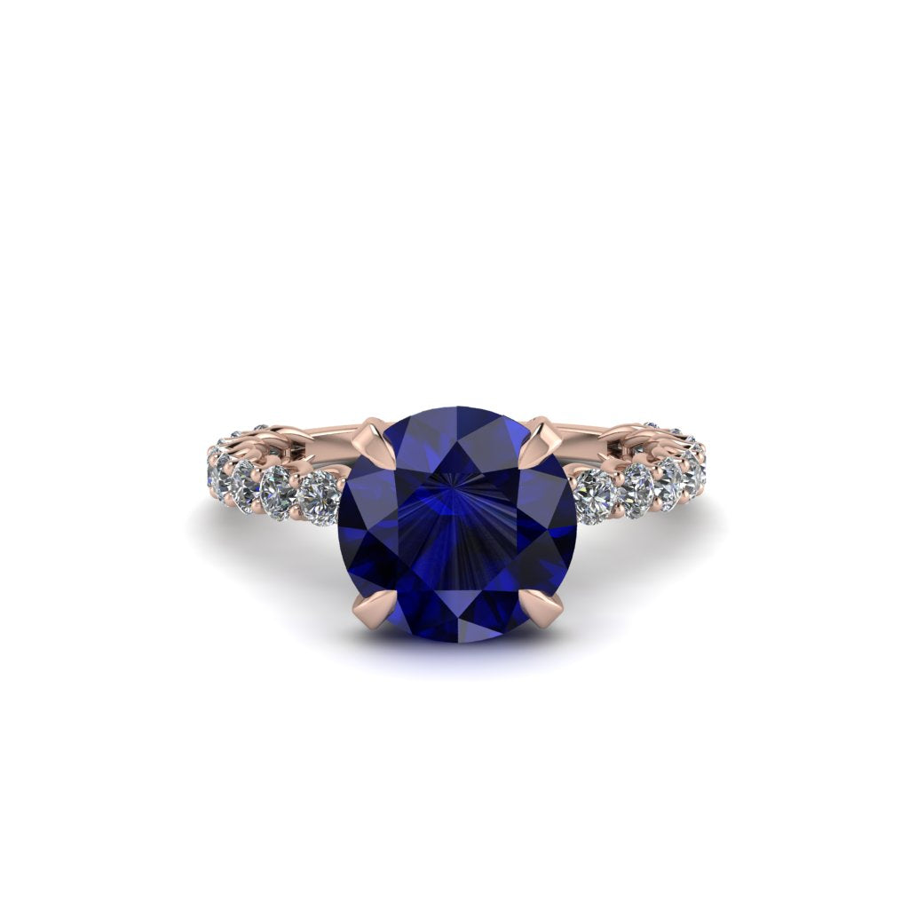 Sapphire Twisted Band Halo Engagement Ring - Avianna No. 14