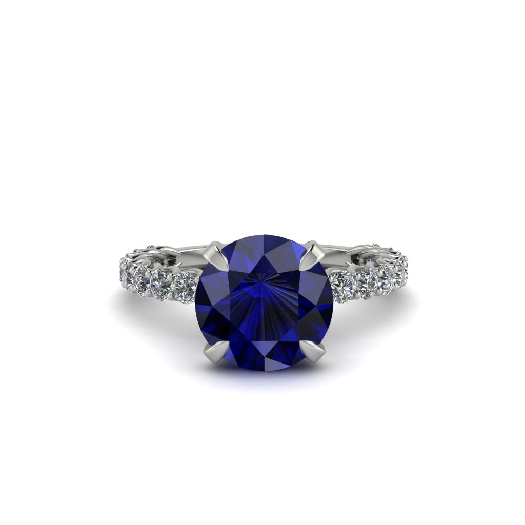 Sapphire Twisted Band Halo Engagement Ring - Avianna No. 15