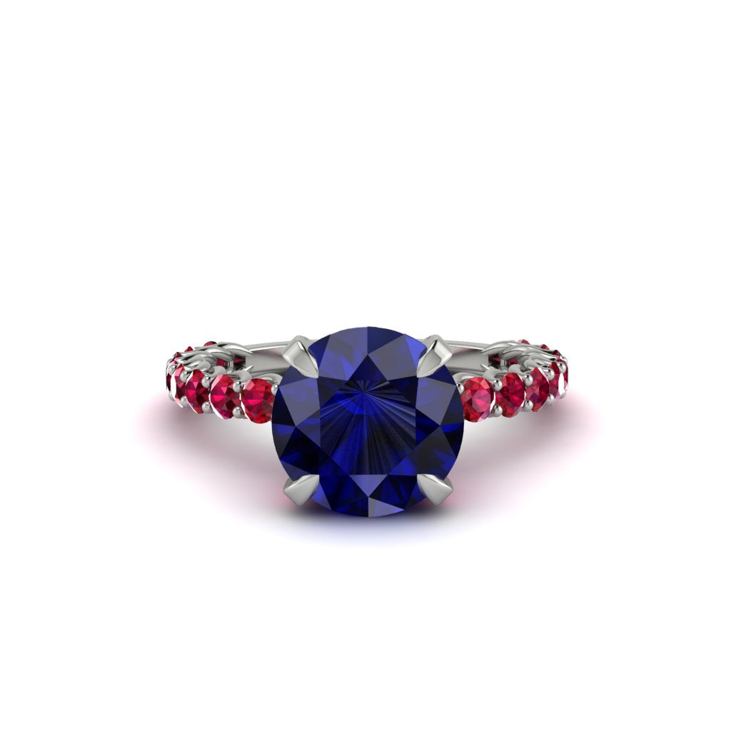 Sapphire Twisted Band Halo Engagement Ring - Avianna No. 60