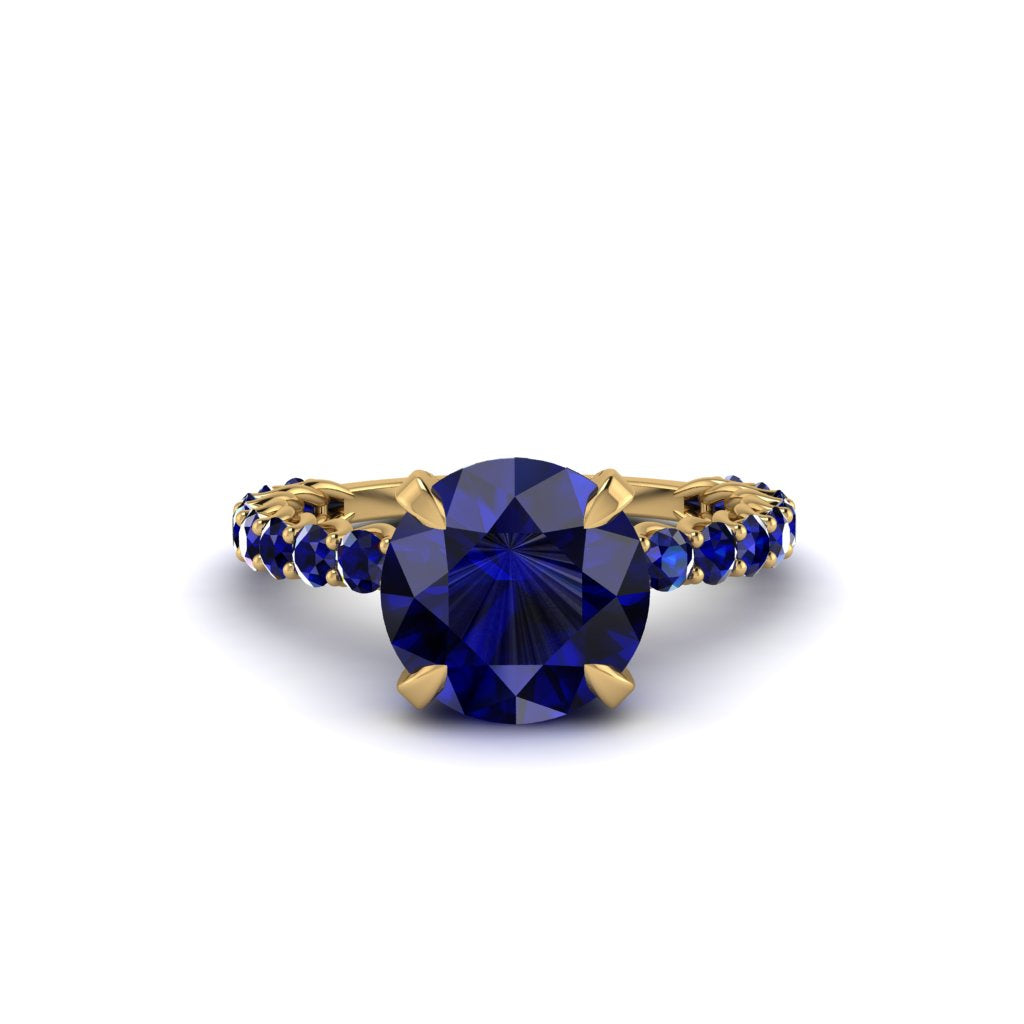 Sapphire Twisted Band Halo Engagement Ring - Avianna No. 73