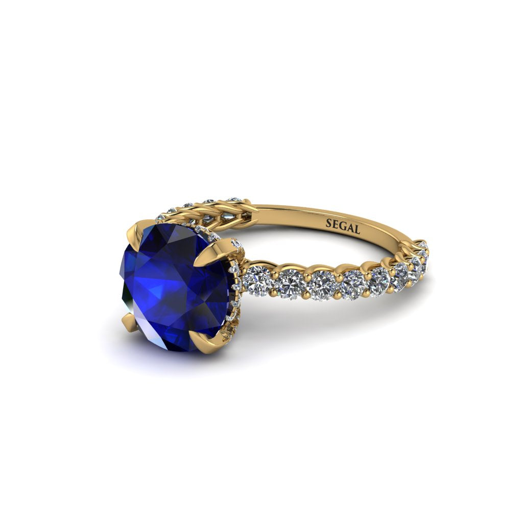 Sapphire Twisted Band Halo Engagement Ring - Avianna No. 13