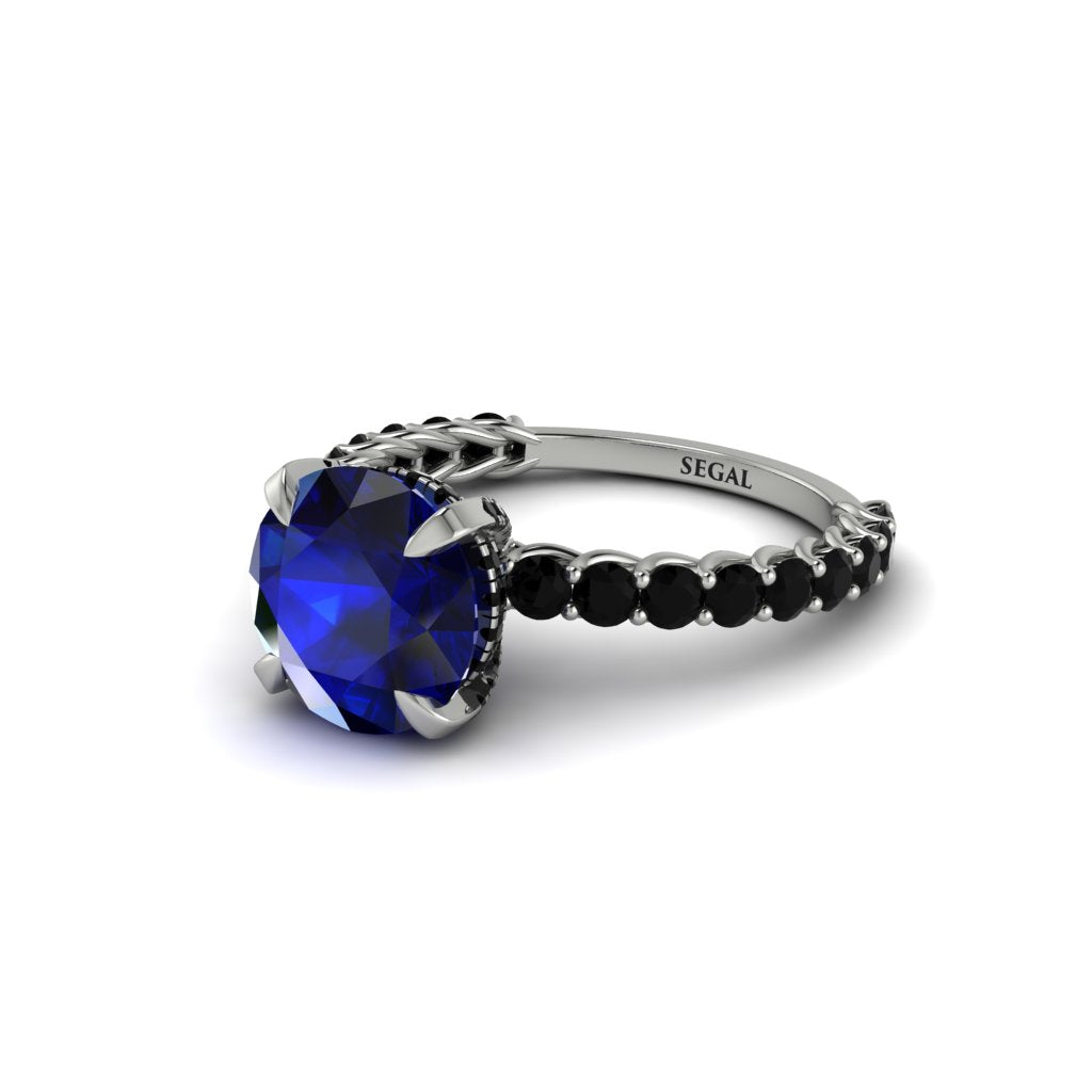 Sapphire Twisted Band Halo Engagement Ring - Avianna No. 45