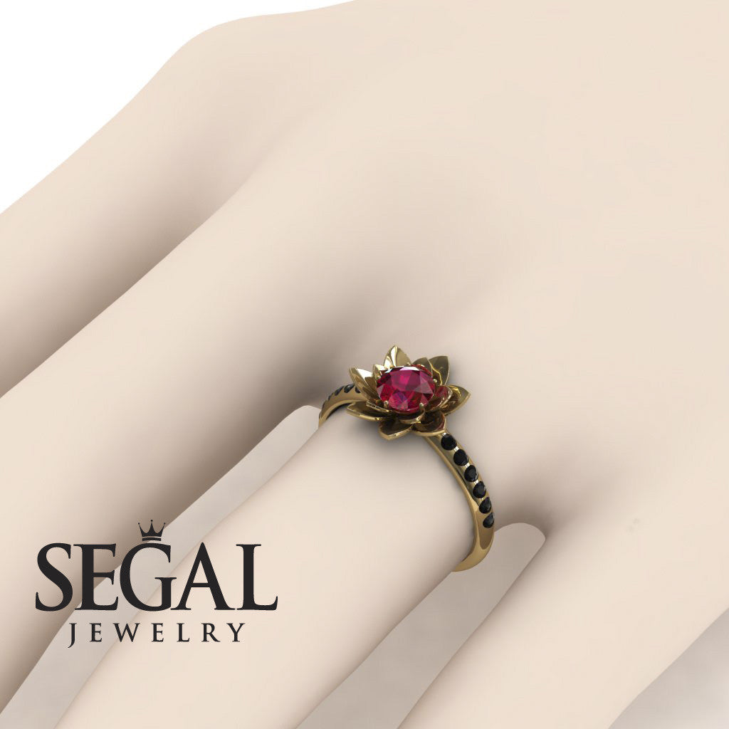 Lotus Flower Emerald ring - Lotus no. 22