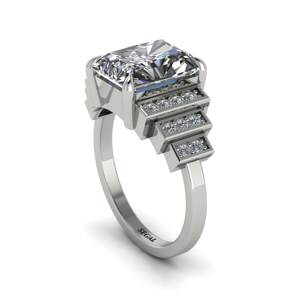 Unique Geometric Radiant Diamond Engagement Ring - Wilma No. 3