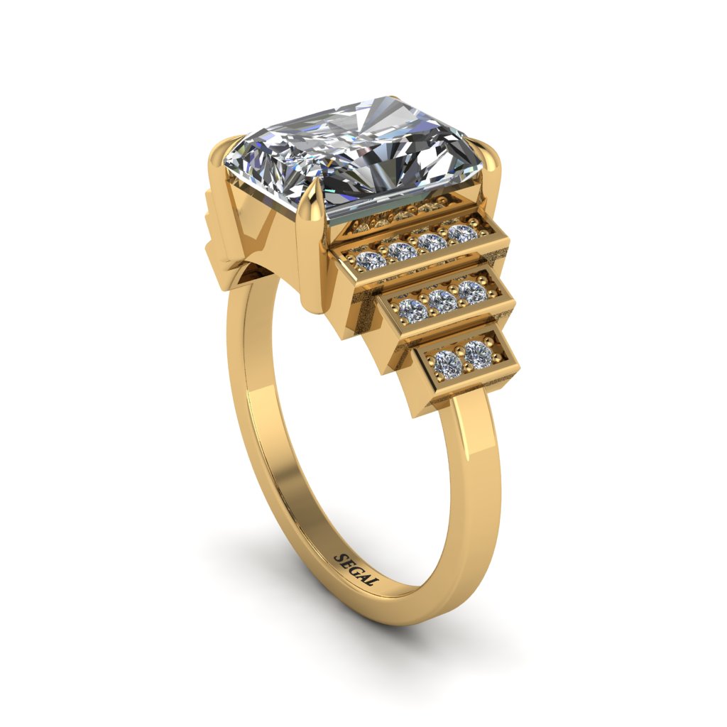 Unique Geometric Radiant Diamond Engagement Ring - Wilma No. 1