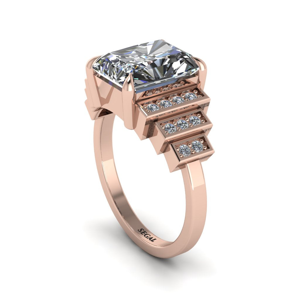 Unique Geometric Radiant Diamond Engagement Ring - Wilma No. 2