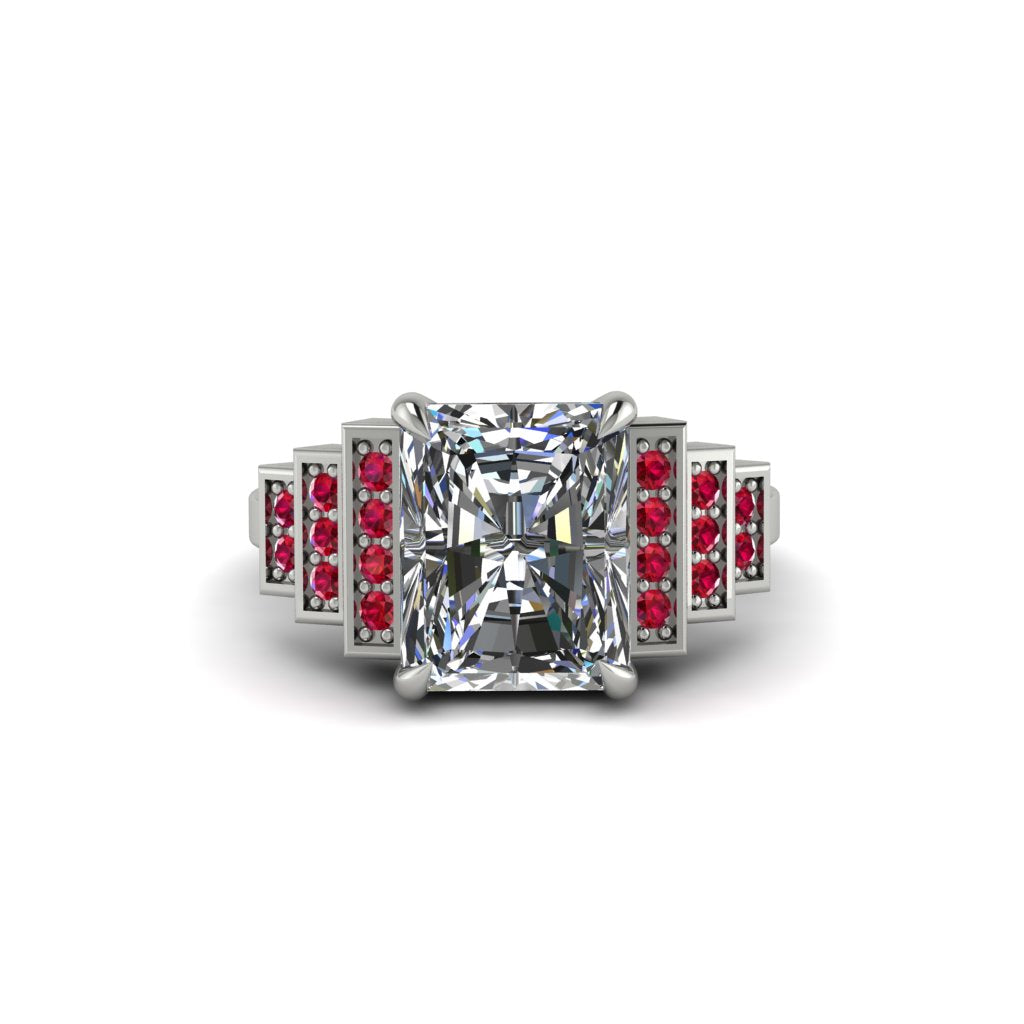Unique Geometric Radiant Diamond Engagement Ring - Wilma No. 48