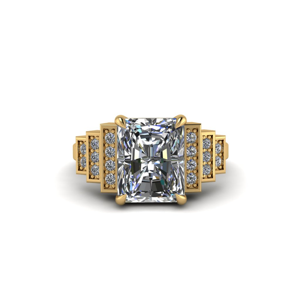 Unique Geometric Radiant Diamond Engagement Ring - Wilma No. 1