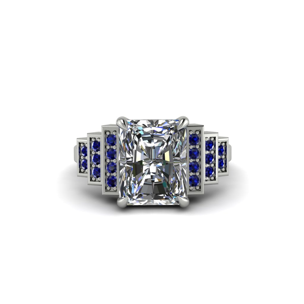 Unique Geometric Radiant Diamond Engagement Ring - Wilma No. 63