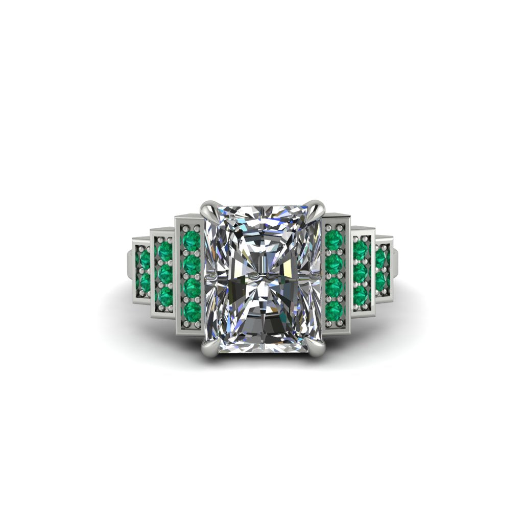 Unique Geometric Radiant Diamond Engagement Ring - Wilma No. 18