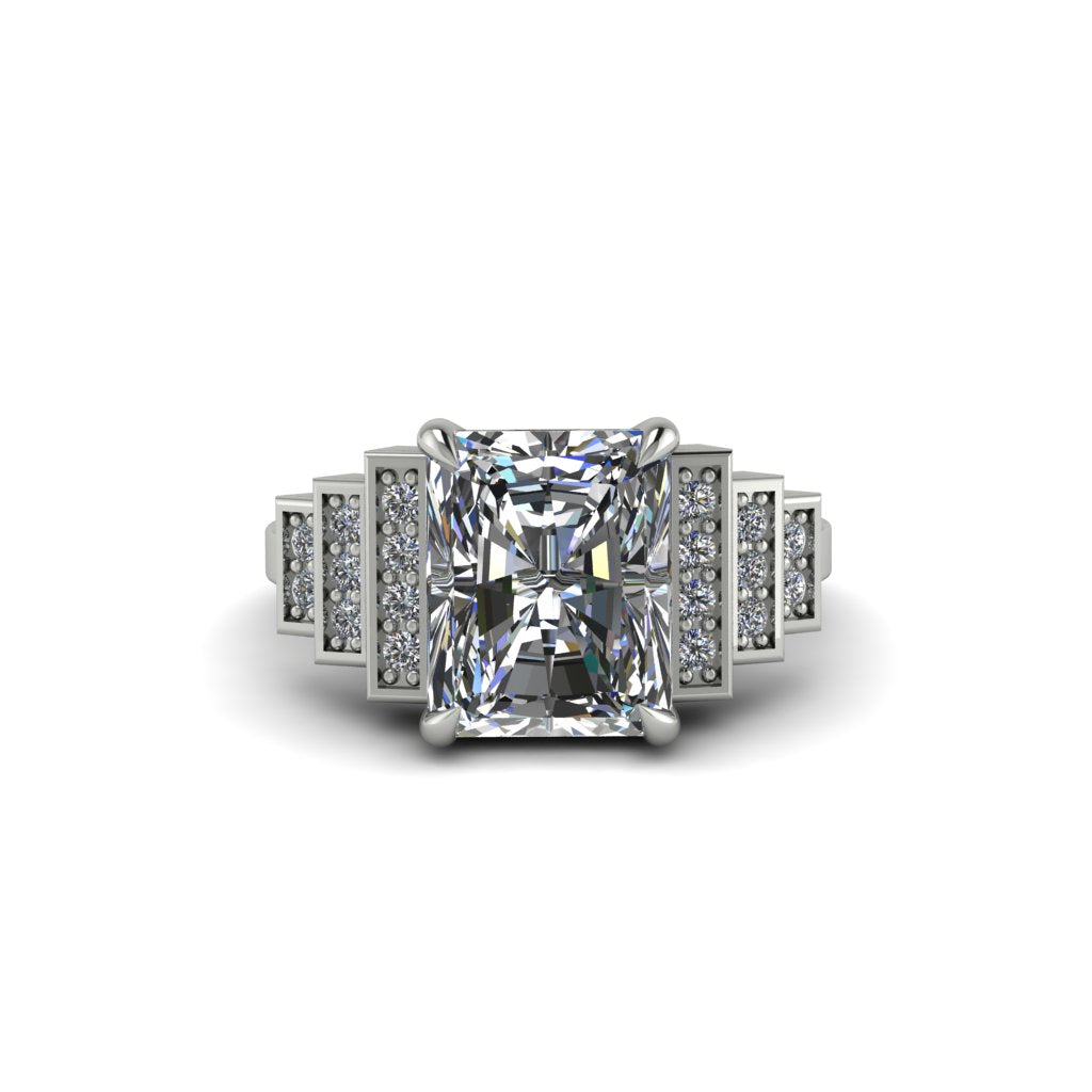 Unique Geometric Radiant Diamond Engagement Ring - Wilma No. 3