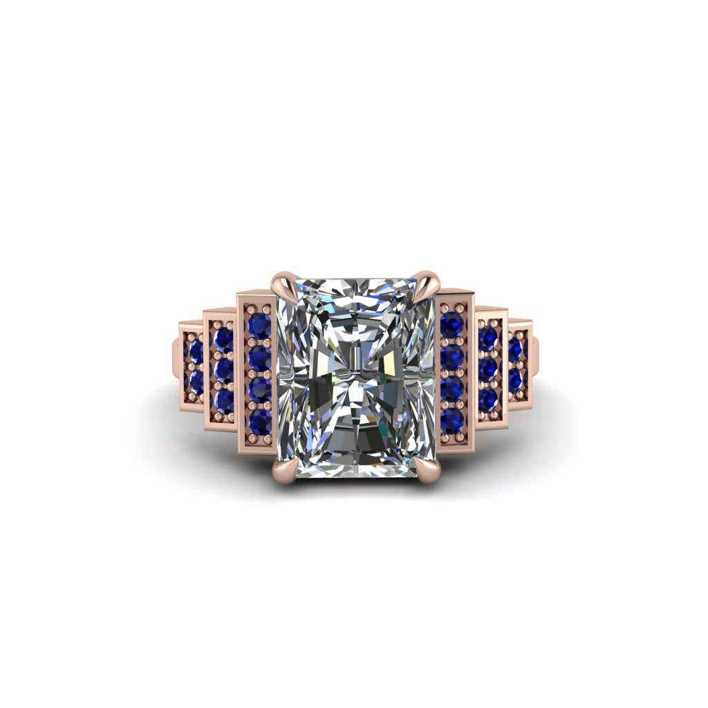 Unique Geometric Radiant Diamond Engagement Ring - Wilma No. 62