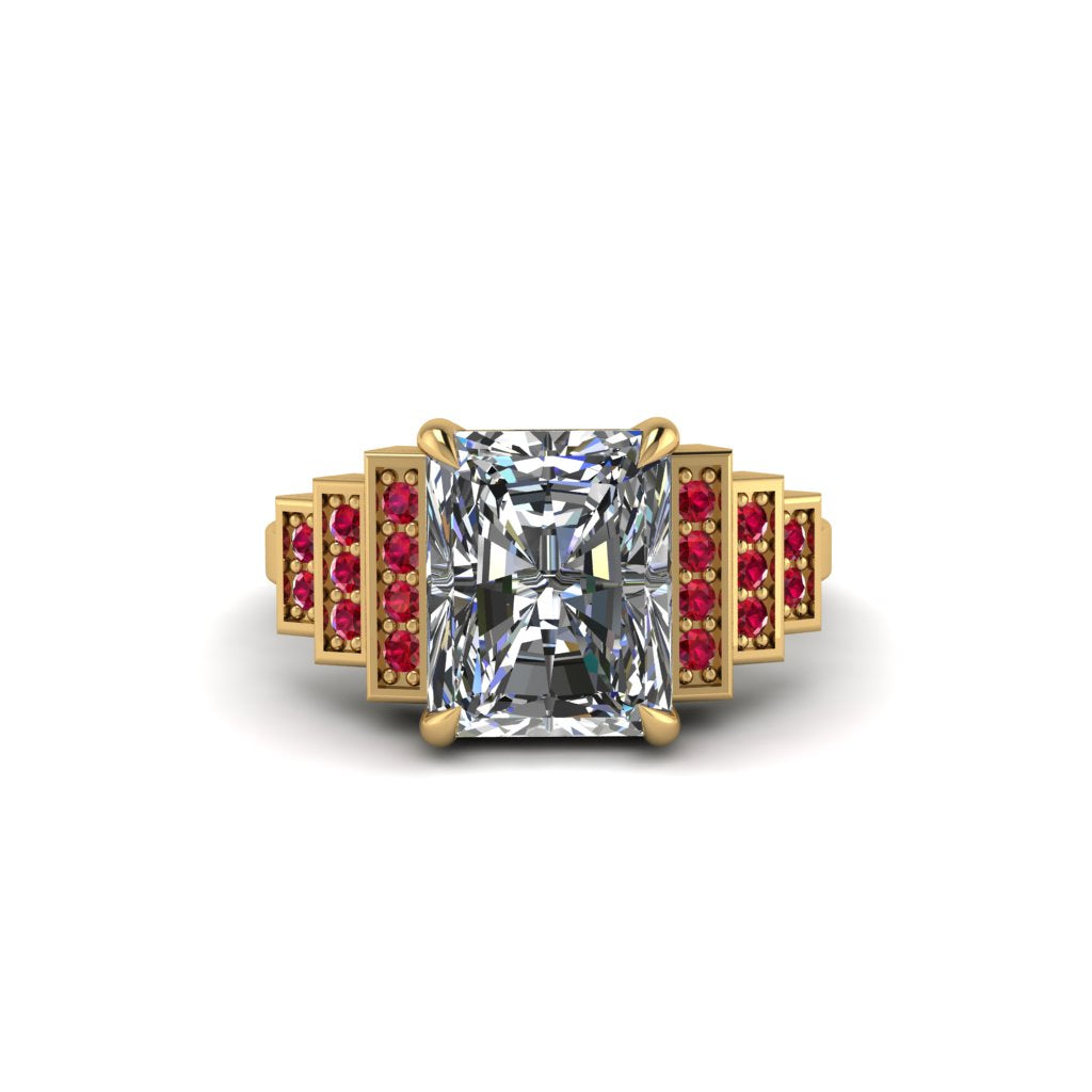 Unique Geometric Radiant Diamond Engagement Ring - Wilma No. 46